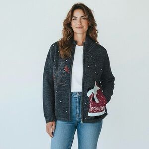 MANDAL BAY small Women's Black and Red Embroidered Jacket novelty